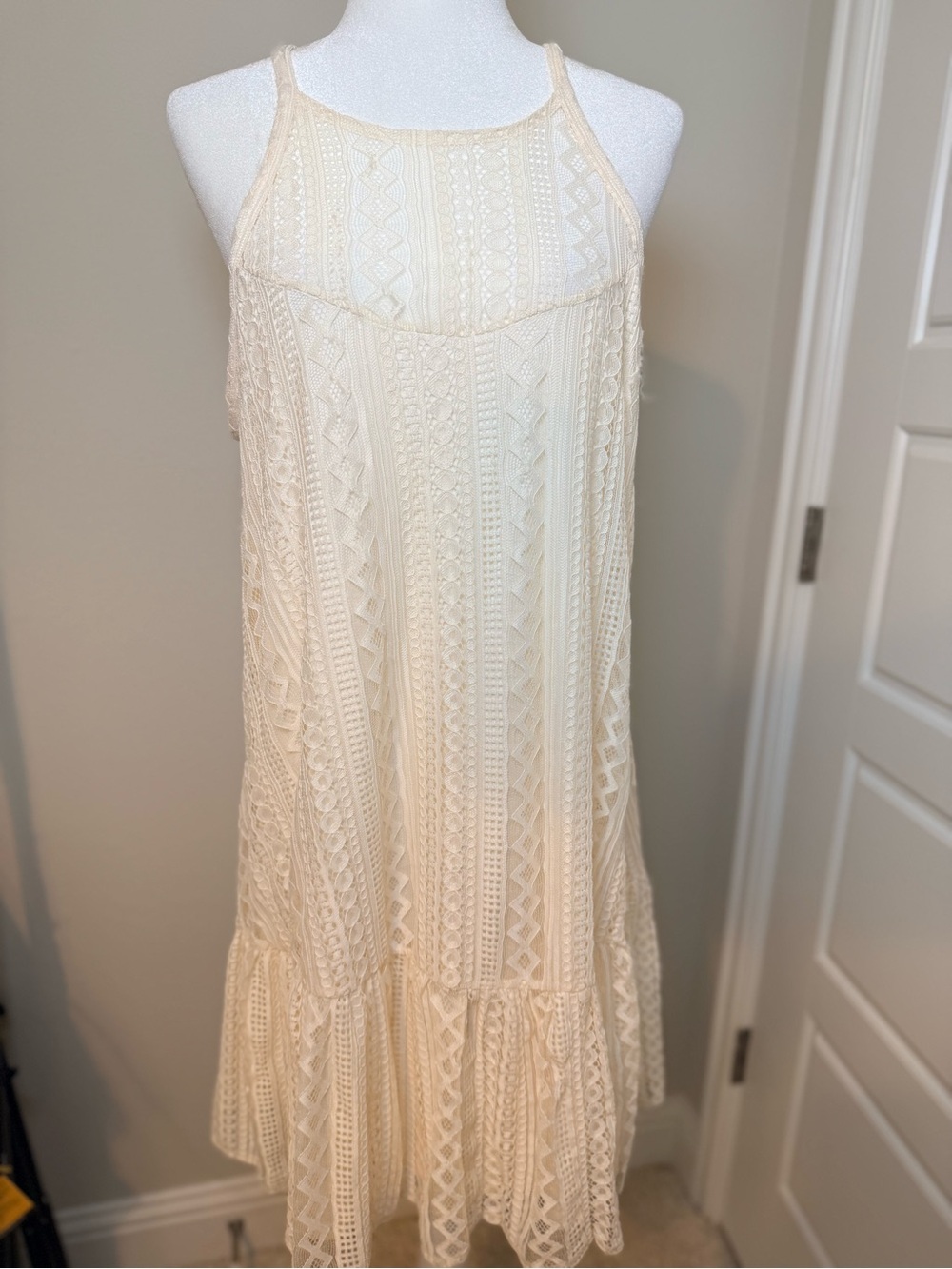 Torrid 1X Cream Lace Crochet Halter Sundress